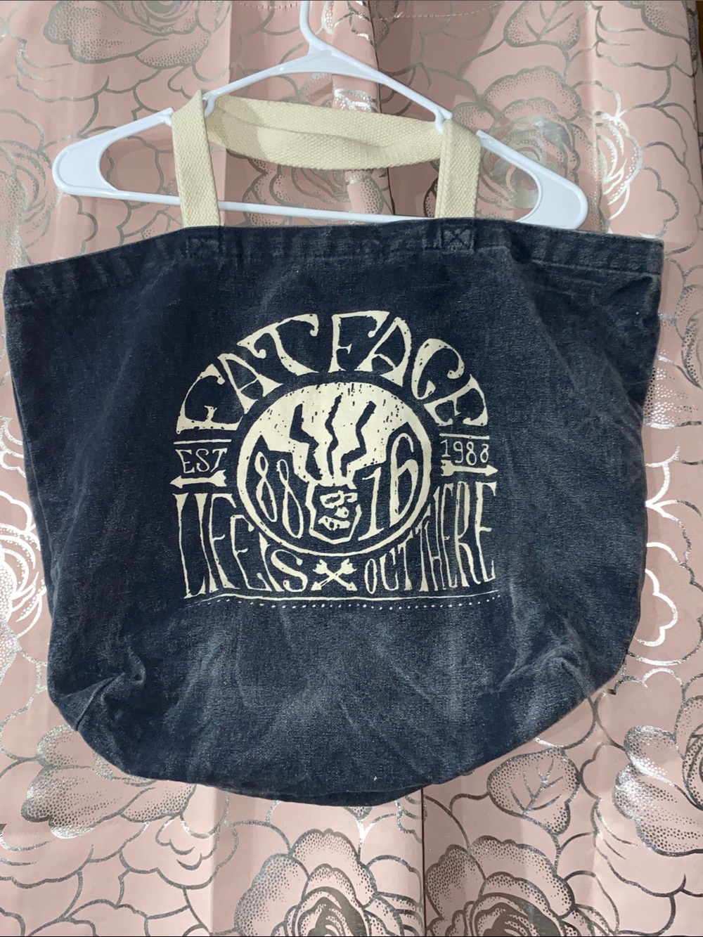 FatFace Vintage Graphic Canvas Tote Bag - Black / Off-White